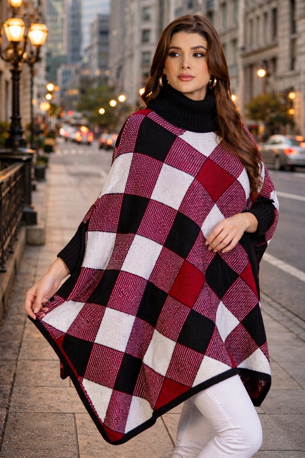 Ruana Oversize Cuadros Chic
