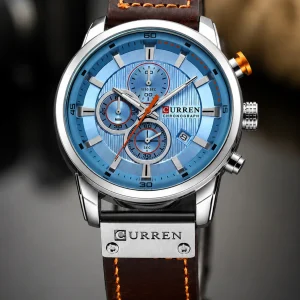 Reloj Curren Hombre Cronógrafo Elegante Azul Cielo